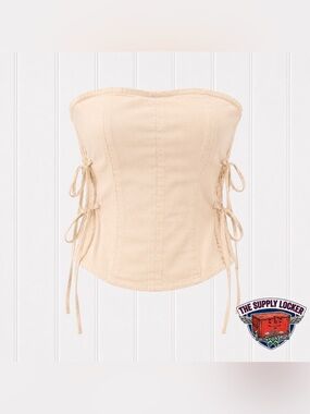 Lone Star Womens Strapless Corset Tube Top Cream Lace Up Size L NWOT